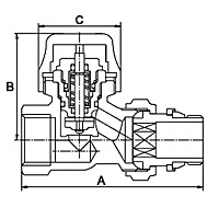 Купить Клапан радиатора термостат. прямой с преднастройкой и уплотн. PROFactor 