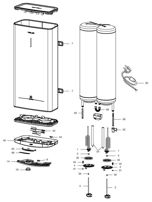 Запчасти Ariston VELIS TECH R ABS 50 купить в Верхнем Уфалее